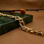 Gouden platte Prince of Wales armband | 17,5 cm (schakel), Ophalen of Verzenden, Gebruikt, Overige kleuren, Goud
