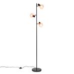 Vloerlamp zwart met koper 3-lichts - Mesh, Nieuw, Overige materialen, Modern, 150 tot 200 cm