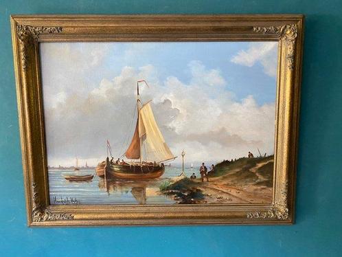 Hendrick Vader (1928-1997) - Boot bij de kust, Antiek en Kunst, Kunst | Schilderijen | Klassiek