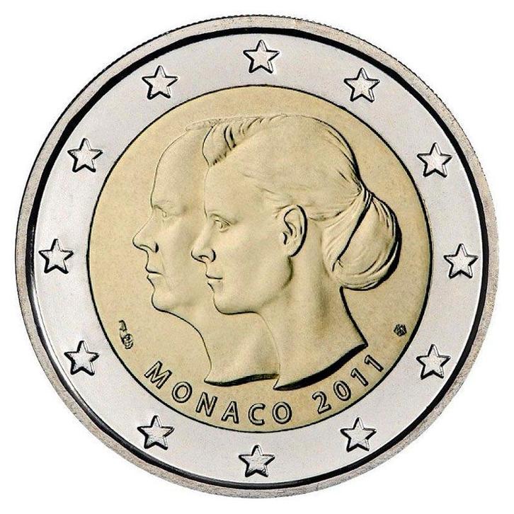 Monaco 2 Euro Albert & Charlene 2011, Postzegels en Munten, Munten | Europa | Euromunten, Verzenden