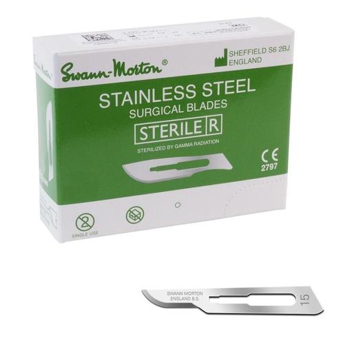 Scalpelmesjes Swann Morton - 0305 - 100 stuks - Nr 15, Diversen, Verpleegmiddelen, Nieuw, Verzenden
