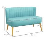 TRUUSK Bank Retro Design 2-zitsbank, Houten Poten, 117 Cm X, Huis en Inrichting, Banken | Bankstellen, Verzenden, Nieuw