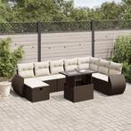 vidaXL 9-delige Loungeset met kussens poly rattan bruin, Tuin en Terras, Verzenden, Nieuw, Rotan, Loungeset