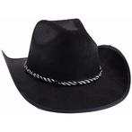 Zwarte cowboyhoeden met koord - Cowboyhoeden, Hobby en Vrije tijd, Feestartikelen, Ophalen of Verzenden, Nieuw