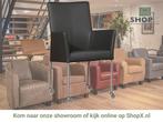 Leren eetkamerstoel Comfort met wieltjes en armleuning -, Huis en Inrichting, Stoelen, Overige kleuren, Nieuw, Leer, Ophalen of Verzenden