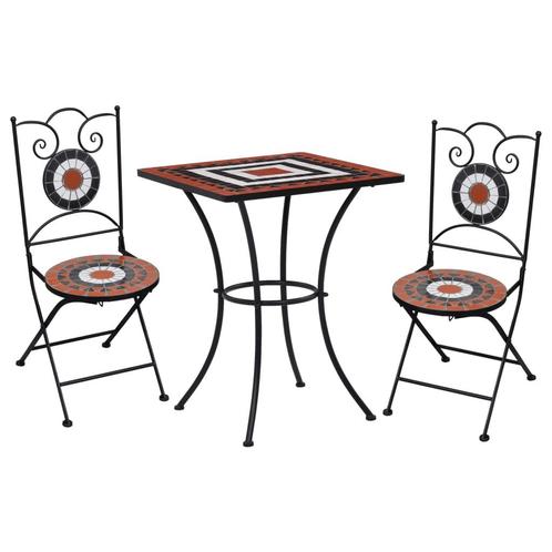 vidaXL 3-delige Bistroset mozaïek keramische tegel, Tuin en Terras, Tuinsets en Loungesets, Nieuw, 3 zitplaatsen, Overige materialen