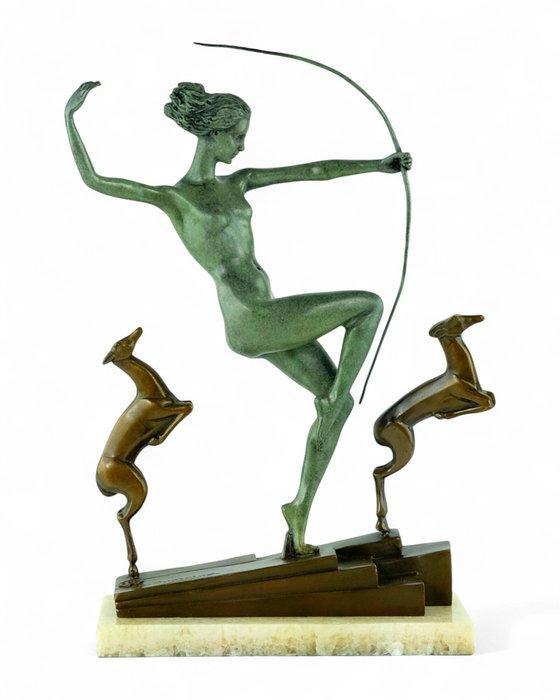 Marcel André Bouraine (1886-1948) - after - sculptuur, Diana, Antiek en Kunst, Curiosa en Brocante