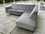 Mooie grijze velvet hoekbank, Huis en Inrichting, 250 tot 300 cm, 125 tot 150 cm, Hoekbank, Zo goed als nieuw
