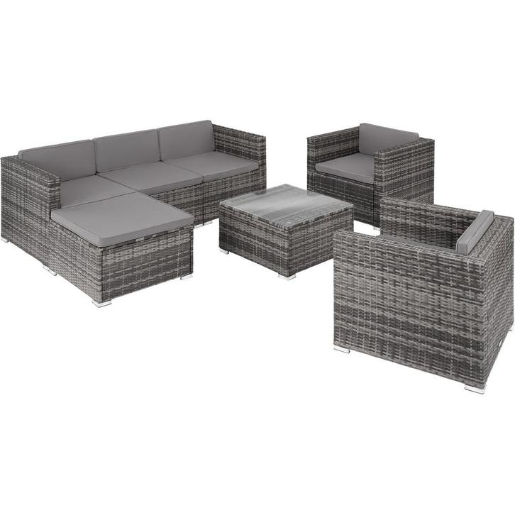 Wicker loungeset Lignano met 2 fauteuils - grijs, Tuin en Terras, Tuinsets en Loungesets, Verzenden