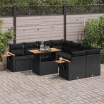 vidaXL 9-delige Loungeset met kussens poly rattan acacia, Verzenden, Nieuw, Rotan, Loungeset