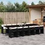 vidaXL 13-delige Tuinset met kussens poly rattan zwart, 2 zitplaatsen, Nieuw, Tuinset, Verzenden