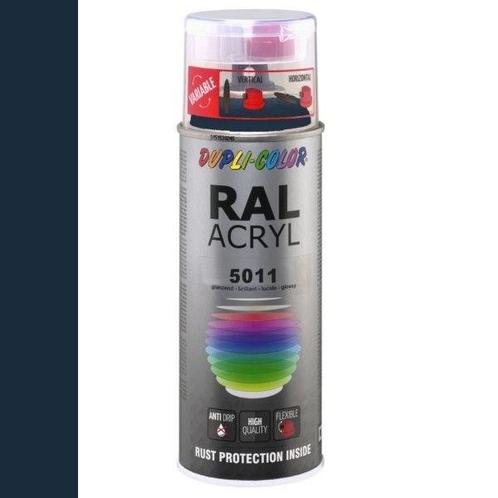 Dupli-Color Ral Acryl Ral 5011 Staalblauw Hoogglans 400 ml, Doe-het-zelf en Verbouw, Verf, Beits en Lak, Nieuw, Ophalen of Verzenden