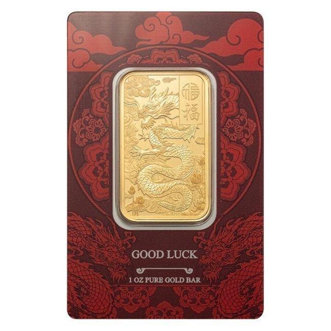 1 Troy Ounce - Goud - 1 oz 9999 Gold PAMP Suisse Good Luck, Postzegels en Munten, Edelmetalen en Baren