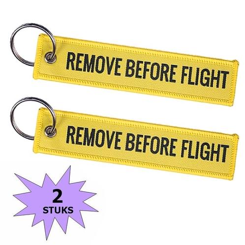 Fako Bijoux® - Sleutelhanger - Remove Before Flight - Geel -, Verzamelen, Sleutelhangers, Verzenden