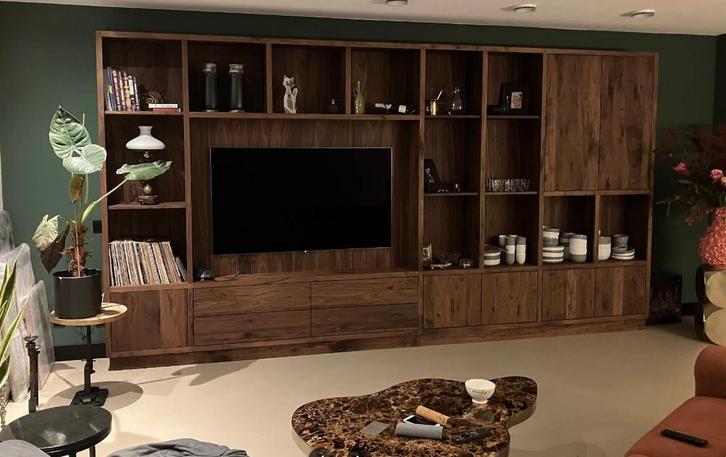 Massief noten sinewall kast met veel opberg ruimte NIEUW, Huis en Inrichting, Kasten | Boekenkasten, 25 tot 50 cm, Met lade(s)