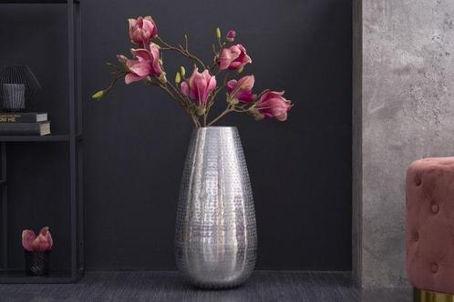 Elegante vaas ORIENT 50cm zilver in hamerslagpatroon - 41548, Huis en Inrichting, Woonaccessoires | Vazen, Ophalen of Verzenden