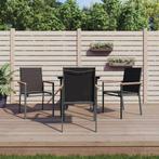 vidaXL 5-delige Tuinset textileen en staal zwart, Tuin en Terras, 4 zitplaatsen, Verzenden, Nieuw, Rvs