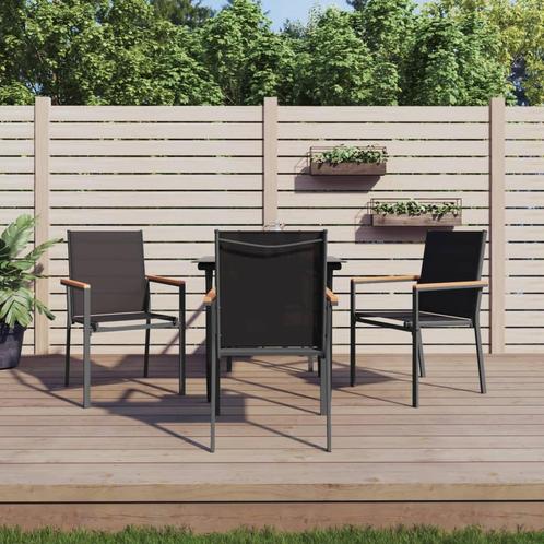 vidaXL 5-delige Tuinset textileen en staal zwart, Tuin en Terras, Tuinsets en Loungesets, Tuinset, Nieuw, 4 zitplaatsen, Rvs, Verzenden