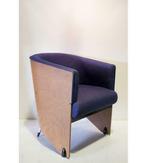 te koop Lande Pencil fauteuil blauw en oranje stof 300 p.st, Receptie of Entree, Ophalen of Verzenden, Gebruikt, Stoel