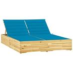 vidaXL Ligbed tweepersoons met blauwe kussens geïmpregneerd, Tuin en Terras, Verzenden, Nieuw