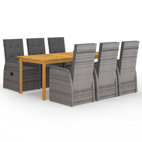 vidaXL 7-delige Tuinset grijs, Tuin en Terras, Tuinsets en Loungesets, Tuinset, Nieuw, 6 zitplaatsen, Hardhout, Verzenden