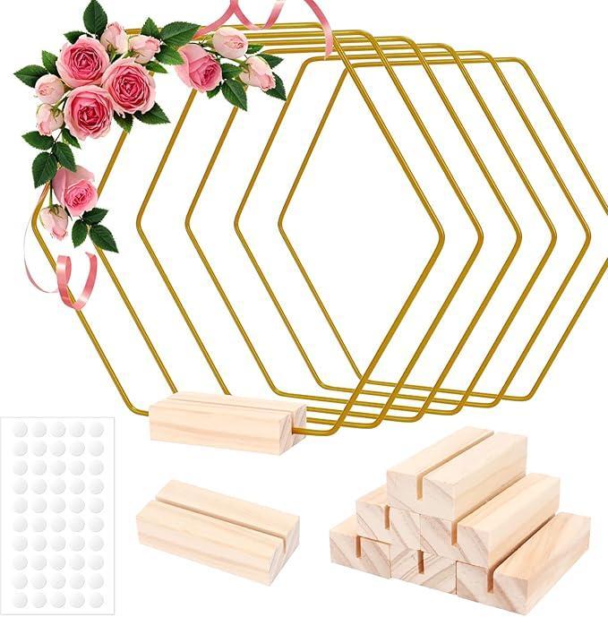 Gouden Zeshoekige Metalen Ringen 20 cm – Set van 6 -, Hobby en Vrije tijd, Feestartikelen, Nieuw, Verzenden