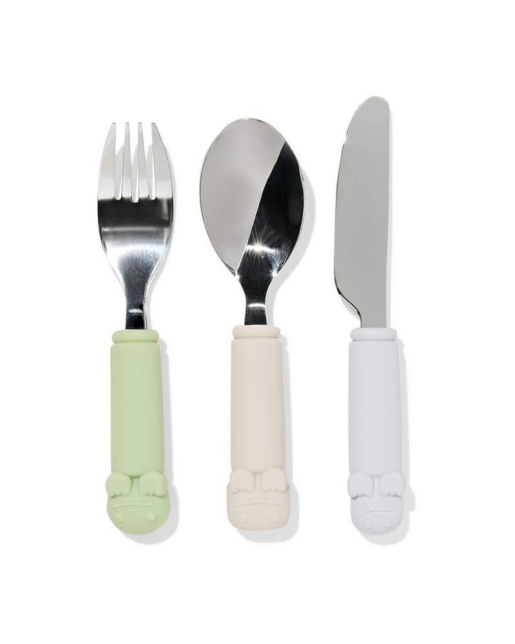 HEMA Kinderbestek siliconen monster groen 3-delig, Huis en Inrichting, Keuken | Bestek, Nieuw, Verzenden