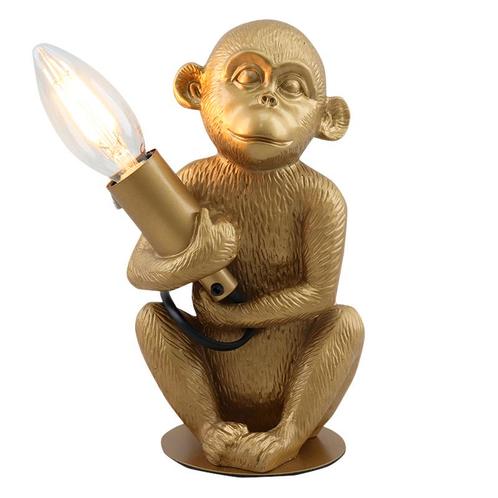 Moderne aap lamp goud, Monkey, met schakelaar, Huis en Inrichting, Lampen | Tafellampen, Nieuw, Stof, Minder dan 50 cm, Ophalen of Verzenden