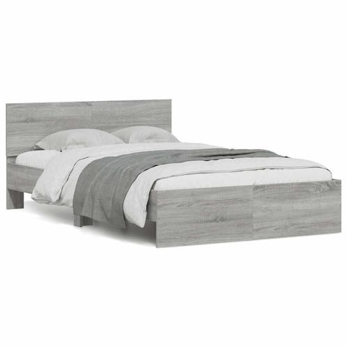 vidaXL Bedframe met hoofdeinde en LED grijs sonoma eiken, Huis en Inrichting, Slaapkamer | Bedden, 120 cm, 190 cm of minder, Grijs