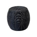 Birma poef wicker ø46x40cm - zwart, Ophalen of Verzenden, Nieuw, Zwart