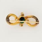 Broche - 14 karaat Geel goud Turquoise - Diamant