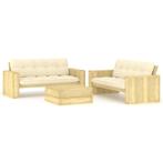 vidaXL 3-delige Loungeset met kussens geïmpregneerd, Verzenden, Nieuw, Loungeset