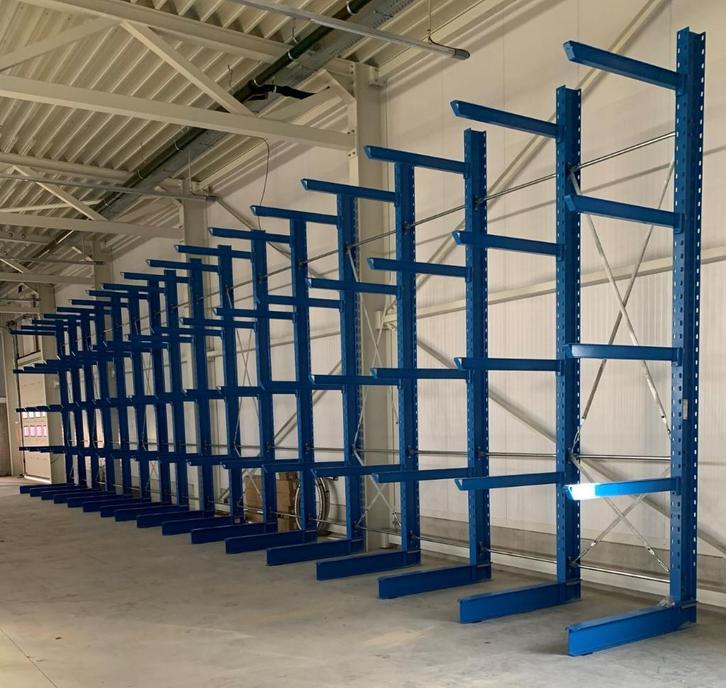 Draagarmstelling 4,5 m hoog en 1,2 diep met 5 niv. 800 kg, Zakelijke goederen, Kantoor en Winkelinrichting | Magazijn, Stelling en Opslag