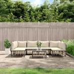 vidaXL 7-delige Loungeset met kussens poly rattan, Verzenden, Nieuw, Rotan, Loungeset