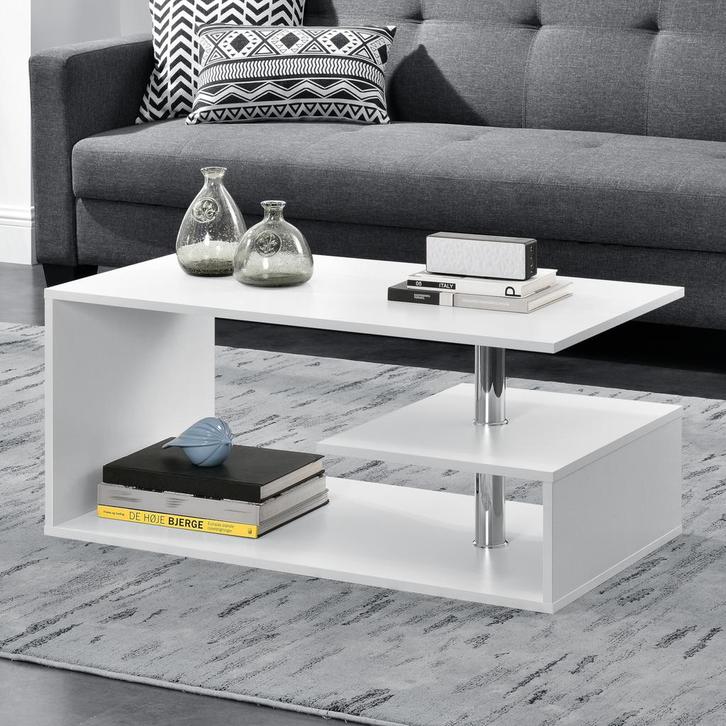 Salontafel Haarlem rechthoekig wit 90x50x41 cm [en.casa], Huis en Inrichting, Tafels | Salontafels, Verzenden