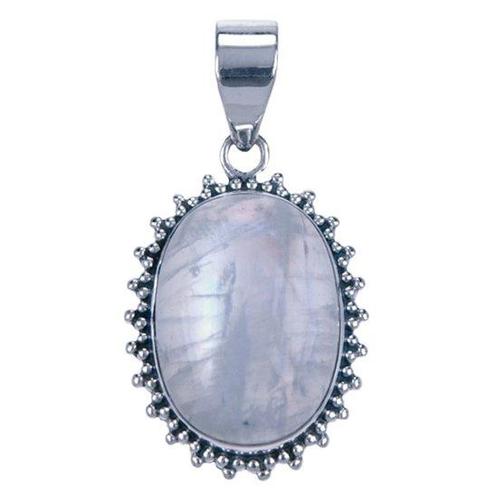 Zilveren Maansteen ovaal met gladde rand ketting hanger, Sieraden, Tassen en Uiterlijk, Kettinghangers, Verzenden