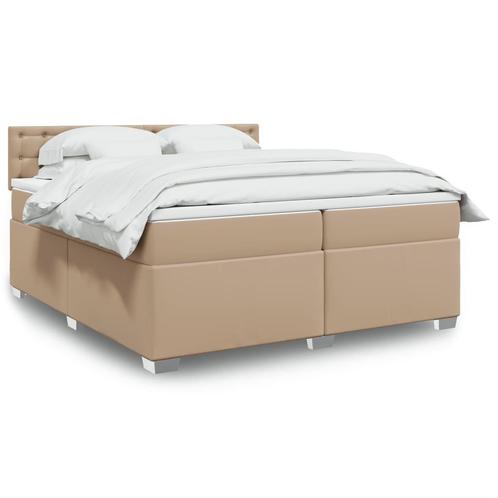 vidaXL Boxspring met matras kunstleer cappuccinokleurig, Huis en Inrichting, Slaapkamer | Bedden, Overige maten, 200 cm, Bruin