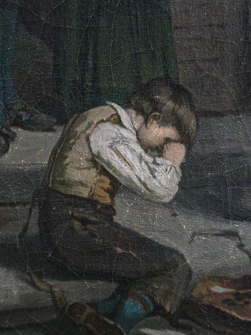 Theodore Gerard (1829-1902) - Bambino cade davanti alluscio, Antiek en Kunst, Kunst | Schilderijen | Klassiek