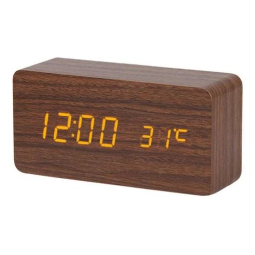 Houten Digitale LED Klok - Wekker Alarm  Snooze Temperatuur, Witgoed en Apparatuur, Wekkers, Nieuw, Verzenden