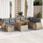 vidaXL 9-delige Loungeset met kussens poly rattan acacia, Verzenden, Nieuw, Rotan, Loungeset