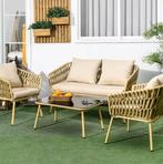 Nieuw 4-delige rotan tuinset – bank, 2 stoelen en salontafel, Nieuw, Bank, Tuinset, Verzenden
