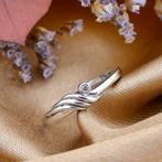 Witgouden ring met diamant | 0,01 ct. (Alle Gouden sieraden), 18 tot 19, Gebruikt, Overige kleuren, Ophalen of Verzenden