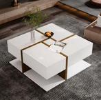 Salontafel 78x78 cm – vierkant met lades en onderplank, Verzenden, Nieuw