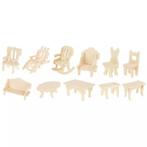 Kruzzel 34-delige Houten Meubelset voor Poppenhuizen - Cr..., Hobby en Vrije tijd, Ophalen of Verzenden, Nieuw