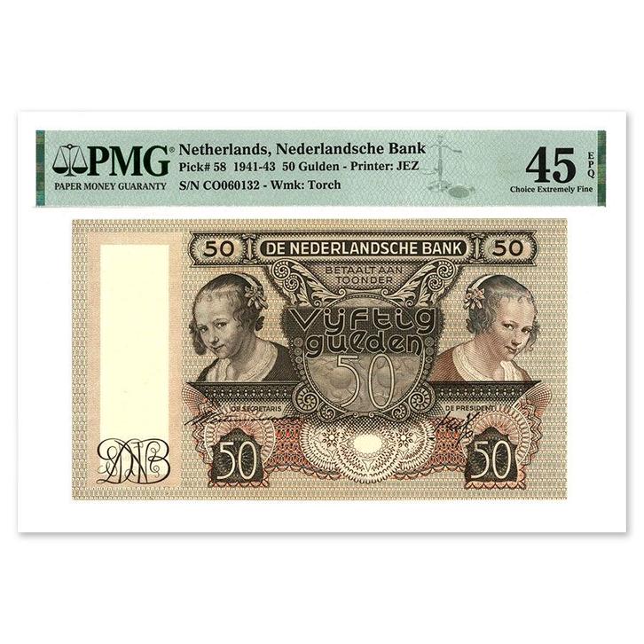 50 Gulden Oestereetster 1941 PMG 45, Postzegels en Munten, Bankbiljetten | Nederland, Verzenden