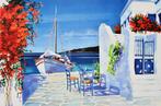 André Savy (XX) - Bâteau de pêche à Santorin, Antiek en Kunst