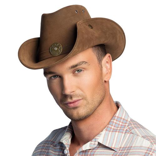 Cowboyhoed Leatherlook Deluxe, Hobby en Vrije tijd, Feestartikelen, Nieuw, Verzenden