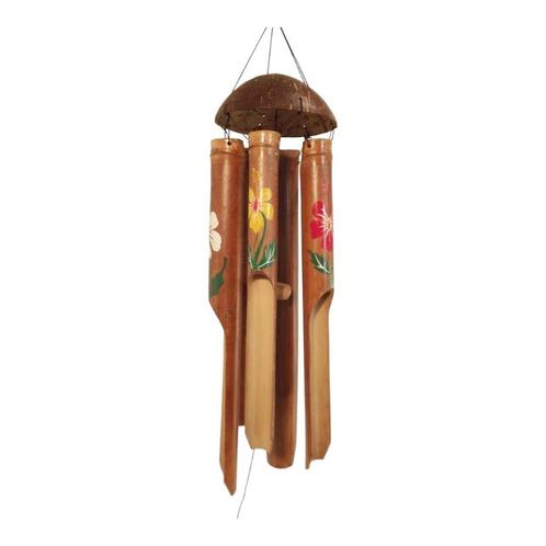 Bamboe windgong gong bloemen 6 buizen 50 cm, Tuin en Terras, Tuinwanddecoratie, Verzenden
