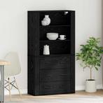 vidaXL Highboard met lade Zwart eiken 80 x 33 x 150 cm, Huis en Inrichting, Minder dan 50 cm, Verzenden, Nieuw, Minder dan 100 cm