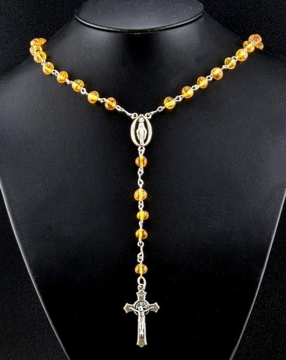 Golden Honey Baltic Amber Rozenkrans – Sterling Zilveren, Antiek en Kunst, Curiosa en Brocante
